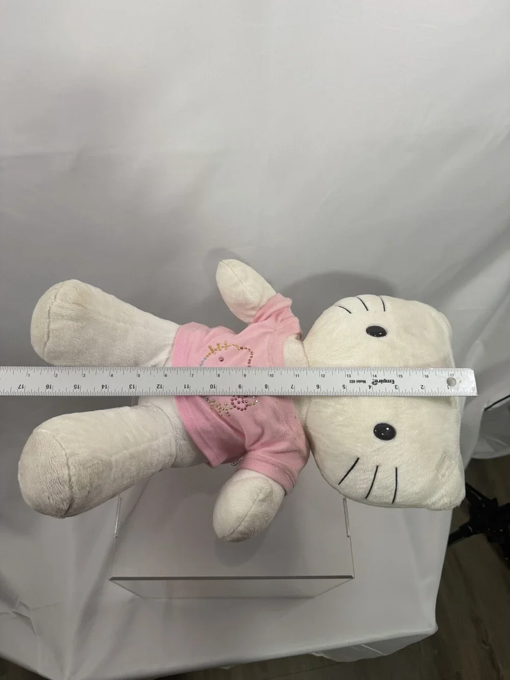 Build A Bear Sanrio Hello Kitty White Plush with Pink Bow 18” BAB w Pink T-Shirt